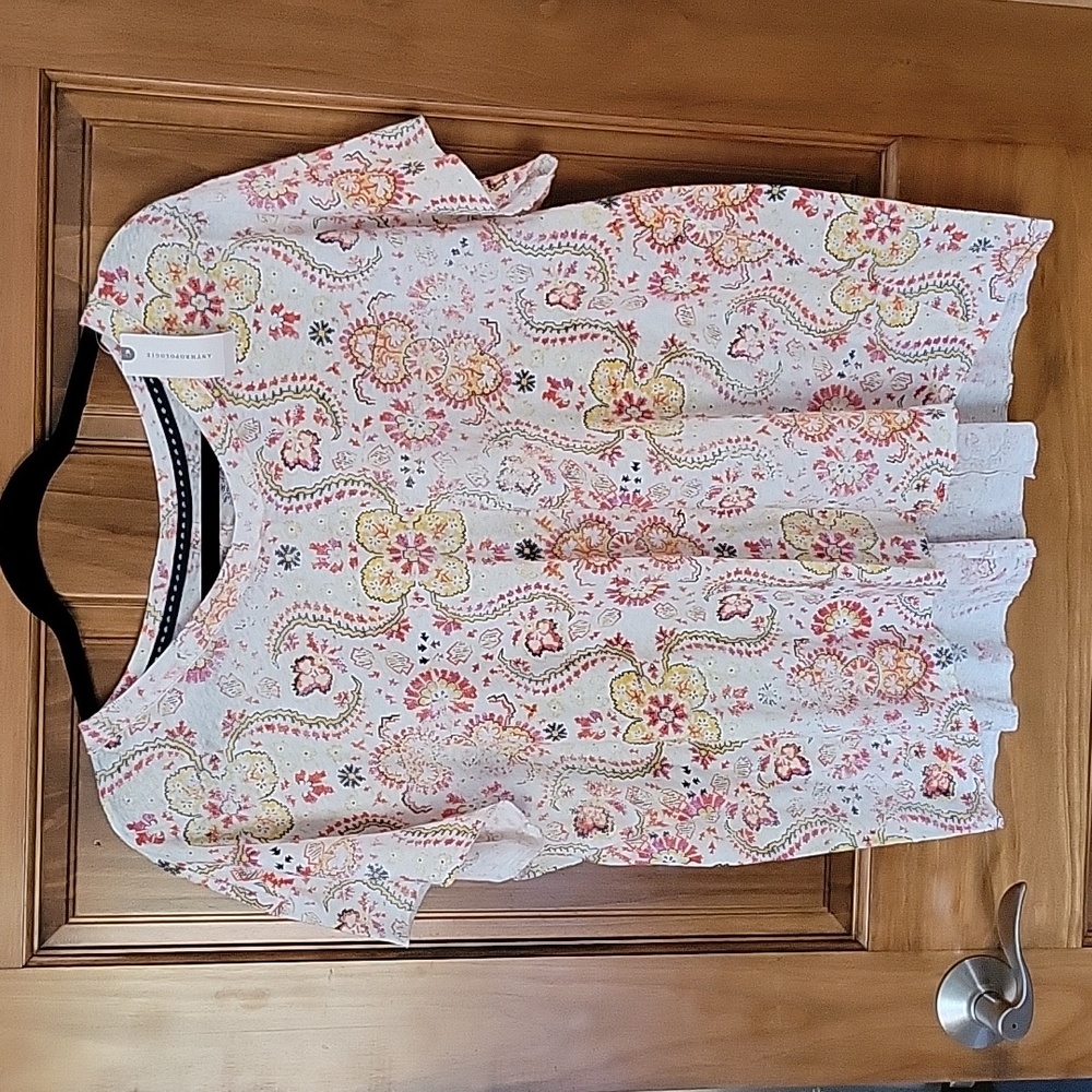 Anthropologie Pilcro Aztec Floral Cotton Linen Shirt Large New - Picture 2 of 8